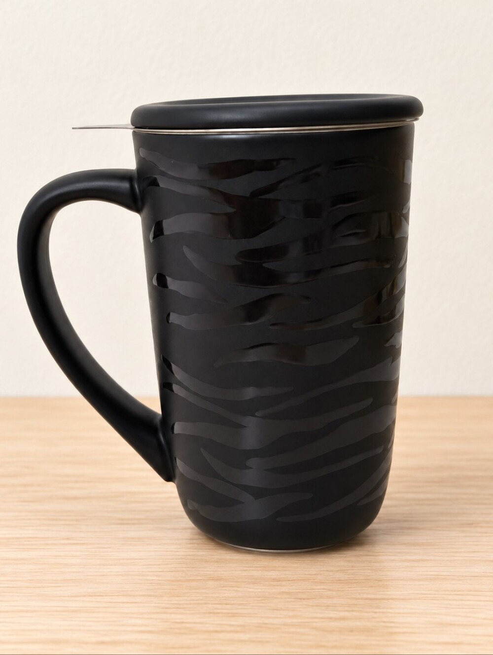 DAVIDsTEA Nordic Tiger Mug Color Changing Black Stripes Lid Infuser NEW